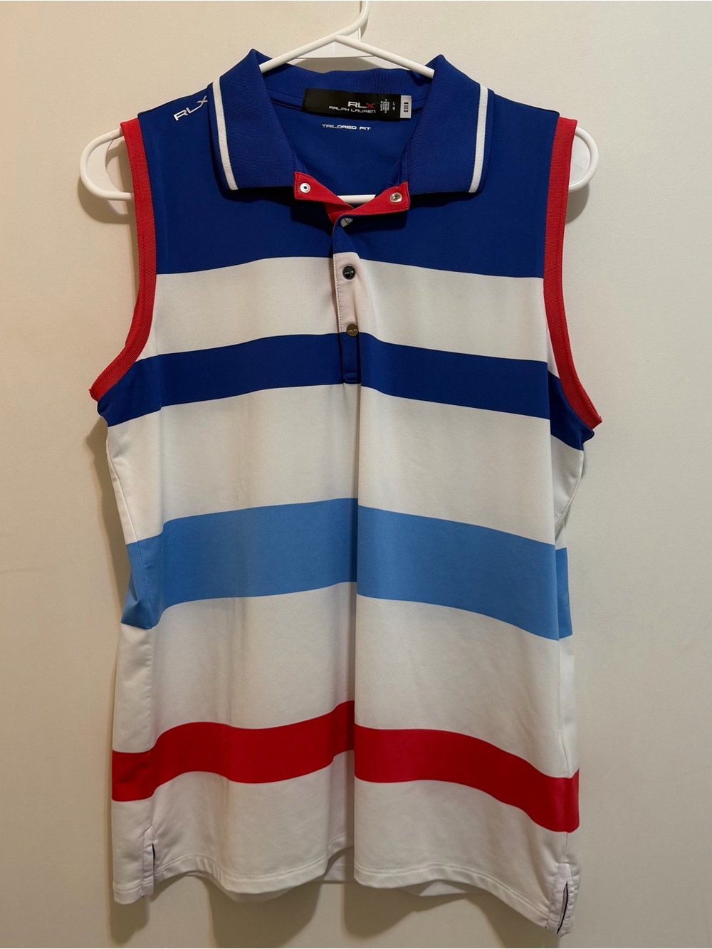 Ralph Lauren RLX Tailored Fit Polo in Royal Blue & Red Stripes